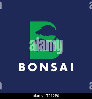 B schreiben Bonsai abstrakte Logo Design Template Stock Vektor