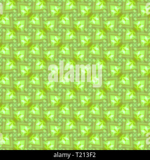 Abstrakte und geometrische nahtlose Muster, Grün. Der Hintergrund besteht aus einem dichten Ornament. Grundlage für die Gestaltung. Stockfoto