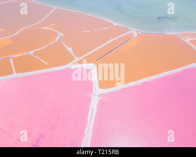 Mexiko, Yucatan, Las Coloradas, Pink Lake salt lake Stockfoto