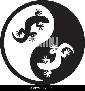 Schwarze und Weiße Yin Yang Logo. Eidechse Stock Vektor