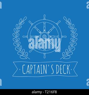 Captain's Deck Logo. Einfache Freehand Stock Vektor