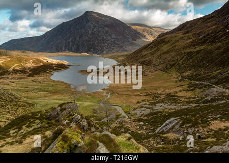 Llyn Idwal und der Ogwen Valley, Snowdonia National Park, Wales Stockfoto