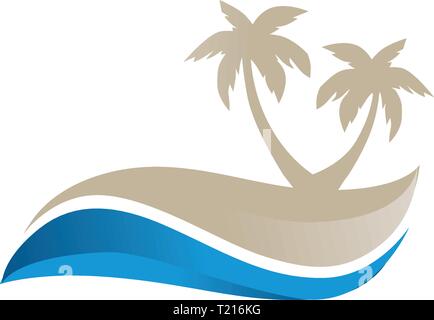 Strand, Meer und Palmen. Abstrakte logo-Element Stock Vektor