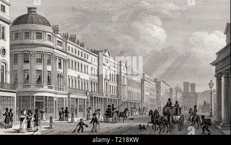 Regent Street aus dem Quadranten, London, UK, Illustration von Th. H. in der Hirte, 1826 Stockfoto