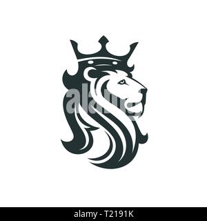 Der Kopf eines Löwen mit einem Royal Crown. Vector Illustration oder Vorlage für Business Stock Vektor