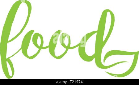 Typografie: Wort essen und Blätter Abbildung Stock Vektor