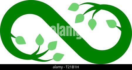 Infinity gedeihen Symbol - Grün, isoliert - Vector Illustration Stock Vektor