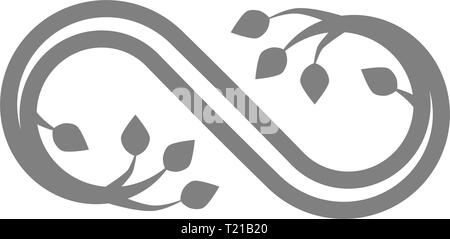 Infinity Symbol-grauen Umrisse gedeihen, isoliert - Vector Illustration Stock Vektor