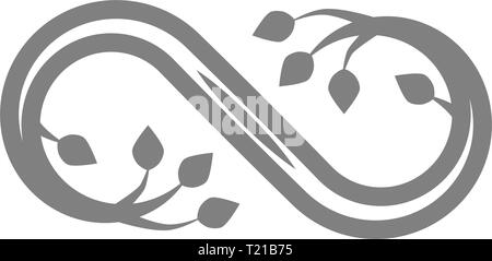 Infinity Symbol-grauen Umrisse gedeihen, isoliert - Vector Illustration Stock Vektor