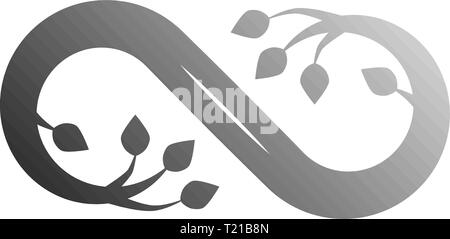 Infinity Symbol-grauen Farbverlauf gedeihen, isoliert - Vector Illustration Stock Vektor