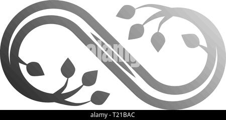 Infinity Symbol-grauen Farbverlauf Umrisse gedeihen, isoliert - Vector Illustration Stock Vektor
