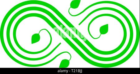 Infinity gedeihen Symbol - Grün, isoliert - Vector Illustration Stock Vektor