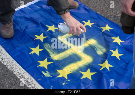 London, Großbritannien. 29 Mär, 2019. BREXIT Proteste am Tag im Vereinigten Königreich war, Europa zu verlassen, in Central London, England am 29. März 2019. Foto von Andy Rowland. Credit: Andrew Rowland/Alamy leben Nachrichten Stockfoto