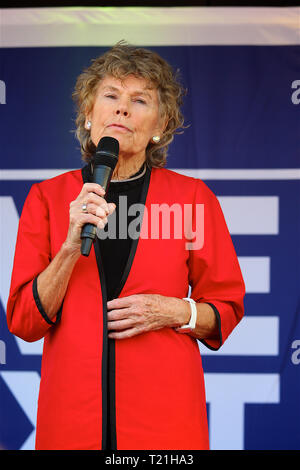 London, Großbritannien. März 2019. Leave means Leave Brexit Campaign hält am 29. März 2019 in Westminster, London, Großbritannien, eine Rallye ab, an der Großbritannien die EU verlassen sollte. Foto von Catharine Letitia Hoey, Baroness Hoey (geboren am 21. Juni 1946), bekannt als Kate Hoey, ist eine nordirische Politikerin und Lebenskollegen, die von 1998 bis 1999 als Parlamentarische Untersekretärin für Inneres und von 1999 bis 2001 als Ministerin für Sport diente. Als ehemaliges Mitglied der Labour Party war sie von 1989 bis 2019 Parlamentsmitglied für Vauxhall.Quelle: Rupert Rivett/Alamy Live News Stockfoto