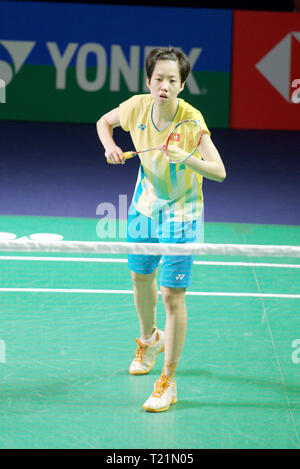 New Delhi, Indien. 29. März 2019. Cheung Ngan Yi Hong Kong China in Aktion in der Frauen singles Viertel Finale von Yonex Sunrise Indien Open 2019 in Neu Delhi, Indien. Credit: karunesh Johri/Alamy leben Nachrichten Stockfoto