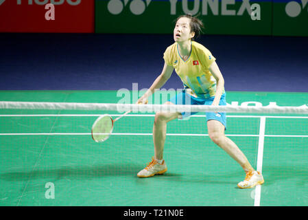 New Delhi, Indien. 29. März 2019. Cheung Ngan Yi Hong Kong China in Aktion in der Frauen singles Viertel Finale von Yonex Sunrise Indien Open 2019 in Neu Delhi, Indien. Credit: karunesh Johri/Alamy leben Nachrichten Stockfoto