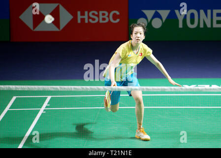 New Delhi, Indien. 29. März 2019. Cheung Ngan Yi Hong Kong China in Aktion in der Frauen singles Viertel Finale von Yonex Sunrise Indien Open 2019 in Neu Delhi, Indien. Credit: karunesh Johri/Alamy leben Nachrichten Stockfoto