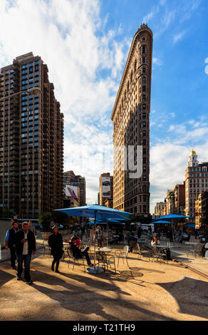 Flatiron Building, New York City, New York State, USA. Die 22 Geschichte, 285 Fuß (87 Meter), hohes Gebäude von Daniel Burnham, abgeschlossen wurde Stockfoto