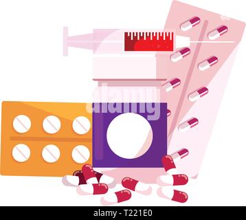 Medicine Set Medikamente Symbole Vektor Illustration Design Stock Vektor