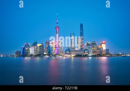 Foto der Panoramablick von Shanghai am Sonnenuntergang Stockfoto