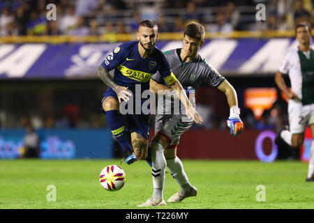 Buenos Aires, Argentinien - 30. März 2019: Dario Benedetto Bestehen der Torwart von Banfield in La Boca, Buenos Aires, Argentinien Stockfoto