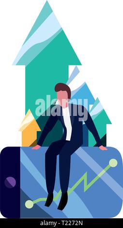 Geschäftsmann Handy Diagramm Bericht Vektor Illustration Vektor Illustration Stock Vektor