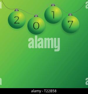 2017 Neues Jahr Hintergrund mit grünen Christmas Ball. Vector Illustration. Stock Vektor