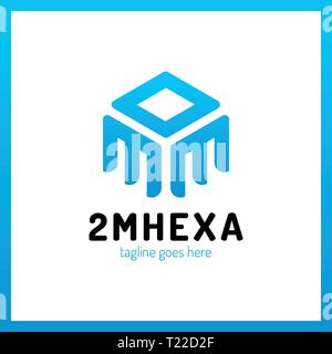 Doppel Buchstabe M Hexagon Logo. Pfeil nach Oben Schriftzug Hexa Stock Vektor
