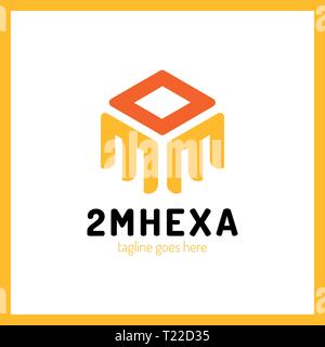 Doppel Buchstabe M Hexagon Logo. Pfeil nach Oben Schriftzug Hexa Stock Vektor