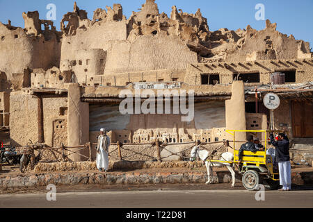 Blick auf das Stadtzentrum von Siva Oase und Shali Festung in der Sahara in Ägypten, Afrika Stockfoto