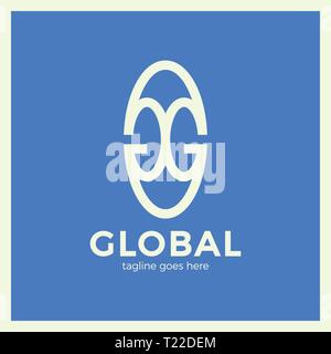 Große globale Gruppe schreiben G-Logo. GG Logo Blauer Hintergrund Stock Vektor