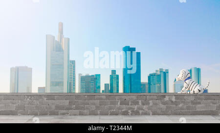 Roboter Hund am Skyline suchen, 3D-Rendering Stockfoto