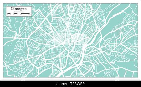 Limoges Frankreich Stadtplan im Retro-stil. Übersichtskarte. Vector Illustration. Stock Vektor