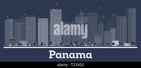 Umrisse Panama City Skyline mit weißen Gebäuden. Vector Illustration. Business Travel und Konzept mit moderner Architektur. Stock Vektor