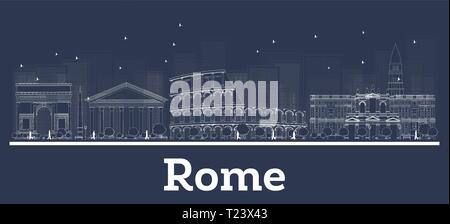 Umrisse Rom Italien City Skyline mit weißen Gebäuden. Vector Illustration. Business Travel und Konzept mit moderner Architektur. Stock Vektor