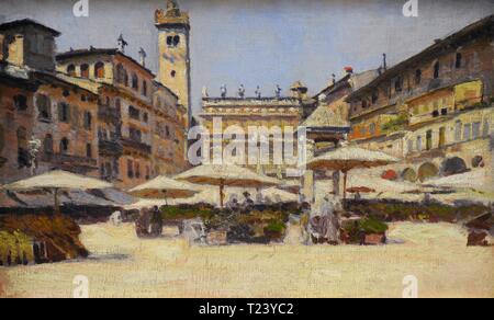 Aleksander Gierymski (1850-1901). Pintor polaco. Piazza delle Erbe en Verona, hacia 1900. Galería de Arte Del Siglo XIX Polaco (Lonja de los Paños, Sukiennice). Museo Nacional de Cracovia. Polonia. Stockfoto