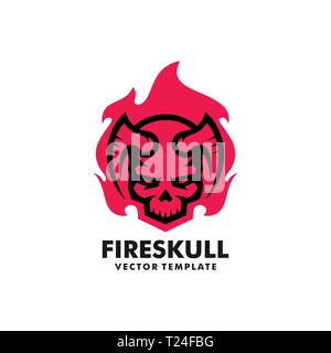 Feuer Schädel Konzeption Illustration Vektor Design vorlage. Geeignet für kreative Industrie, Multimedia, Entertainment, Ausbildungen, Shop, und alle damit verbundenen b Stock Vektor