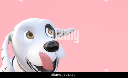 Porträt eines Roboters Hund, 3D-Rendering Stockfoto