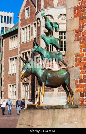 Bremer Stadtmusikanten Bronzestatue von Gerhard Marcks in Bremen, Deutschland Stockfoto