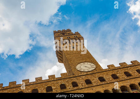 Der Palazzo Vecchio, das Rathaus in Florenz, Italien. Stockfoto