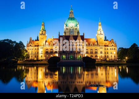 Neues Rathaus oder Neues Rathaus in Hannover, Deutschland Stockfoto