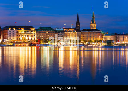 Die Hamburger Innenstadt Blick bei Sonnenuntergang in Deutschland Stockfoto