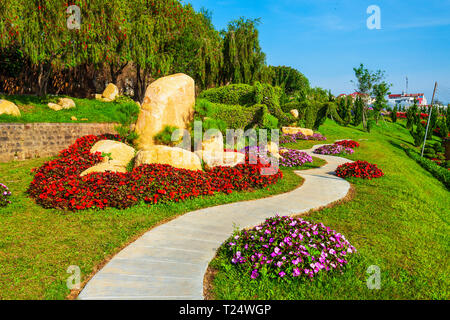 DALAT, VIETNAM - 13. MÄRZ 2018: Dalat Flower Garden Park in der Stadt Da Lat in Vietnam. Stockfoto