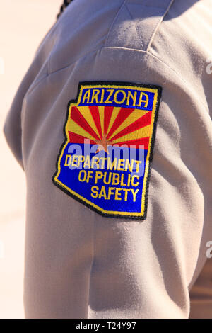 Nahaufnahme der arm Abzeichen eines Mitglieds der Arizona Abteilung für Öffentliche Sicherheit (Polizei) in Tucson Stockfoto