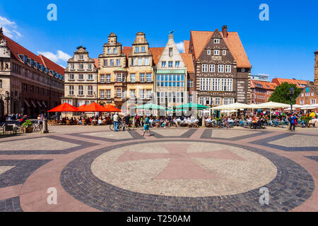 BREMEN, Deutschland - Juli 06, 2018: Marktplatz oder den Marktplatz in der Altstadt von Bremen, Deutschland Stockfoto