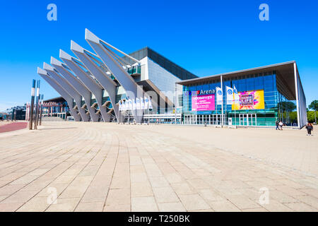 BREMEN, Deutschland - Juli 06, 2018: OVB Arena oder Stadthalle Bremen ist die größte Veranstaltungshalle in Bremen, Deutschland Stockfoto