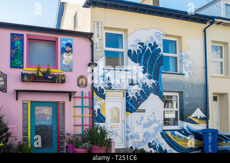 Borth, ländlich, Meer, Strand, Urlaub, Küste, Küste, Dorf, Resort, Nord, der, Aberystwyth, Ceredigion, West, Mitte, Wales, West Wales, Mid Wales, Walisisch, Stockfoto