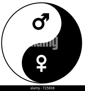 Yin Yang Geschlecht weiblich männlich Balance zen silhouette Abbildung Stockfoto