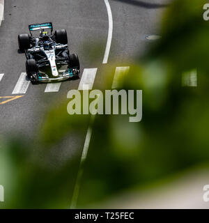 Monte Carlo / Monaco - 20/02/2018 - #77 Valtteri Bottas (FIN) in seiner AMG Merceres Petronas w09 während der Eröffnung der Praxis Tag der Aktion vor der 20. Stockfoto