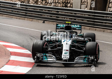 Monte Carlo / Monaco - 20/02/2018 - #77 Valtteri Bottas (FIN) in seiner AMG Merceres Petronas w09 während der Eröffnung der Praxis Tag der Aktion vor der 20. Stockfoto